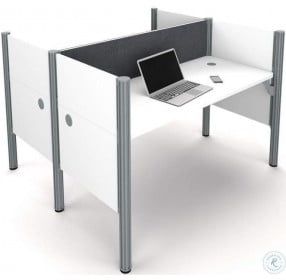 Pro-Biz 43" White Double Face To Face Workstation with Gray Tack Boards