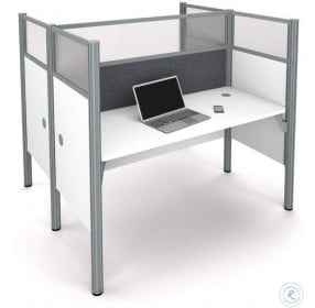 Pro-Biz 55" White Double Face To Face Workstation with Gray Tack Boards