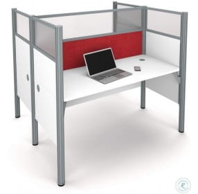 Pro-Biz 55" White Double Face To Face Workstation with Red Tack Boards