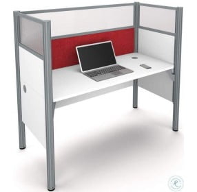 Pro-Biz 55" White Simple Workstation with Red Tack Board