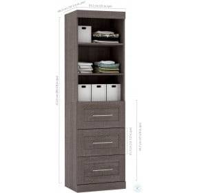 Pur By Bark Gray 25" Storage Unit with 3 Drawer Set