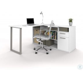 Solay White L Shaped Desk