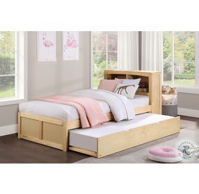 Bartly Natural Pine Twin Bookcase Bed With Twin Trundle