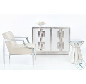 Anika Silver And Clear Round Chairside Table