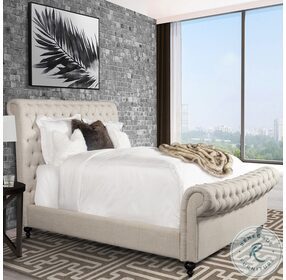 Jackie Crepe California King Upholstered Sleigh Bed
