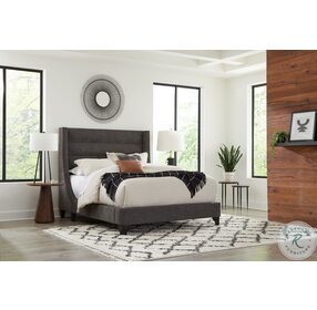 Jacob Luxe Dark Grey King Upholstered Panel Bed