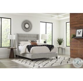 Jacob Luxe Light Grey King Upholstered Panel Bed