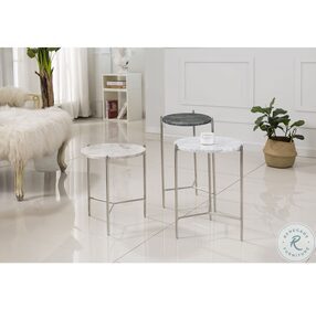 Bolt White Marble Top 24" End Table