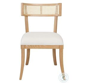 Britta Cerused Oak And White Linen Dining Chair
