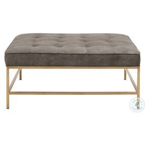 Brule Pewter Top Grain Leather Upholstered Coffee Table