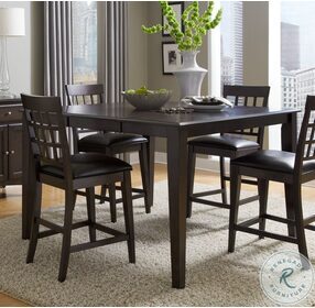 Bristol Point 54" Warm Grey Brown Extendable Square Counter Height Dining Room Set