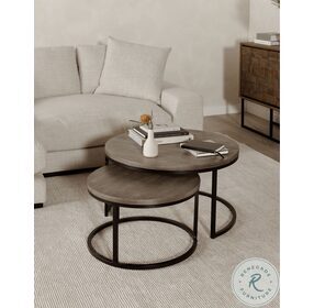 Drey Gray Round Nesting Coffee Table Set