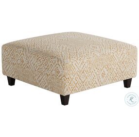Roughwin Squash Gold and Beige Square Cocktail Ottoman