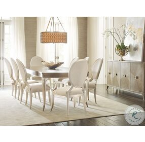 Avondale Elegant Linen And Soft Silver Leaf Extendable Dining Table
