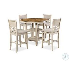 Mitchell Two Tone Bisque And Brown 5 Piece Counter Height Dining Set
