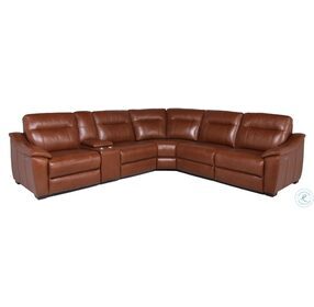 Casa Comely Coach Leather LAF Power Reclining Sectional