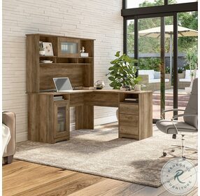 Cabot Reclaimed Pine 60" L Shaped Computer Desk with Hutch