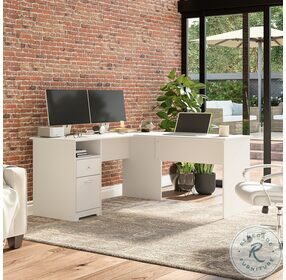 Cabot White 60" L Shaped Computer Desk with Drawer