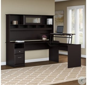 Cabot Espresso Oak Sit To Stand Desk with Hutch