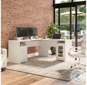 Cabot White 72" L Shaped Computer Desk with Storage
