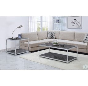 Lennon Gray And Chrome Square End Table