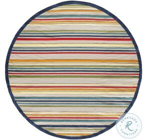 Calla Ivory And Multi Stripes Round Rug