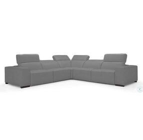 Camilla Dark Gray Leather Power Reclining Sectional with Adjustable Headrest