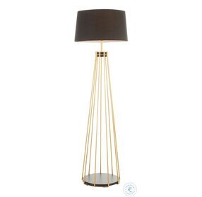 Canary Gold Metal And Black Shade Floor Lamp
