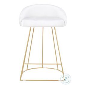 Canary Gold With White Velvet Fabric Counter Height Stool Set Of 2