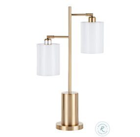 Cannes Gold Metal With White Shades Table Lamp