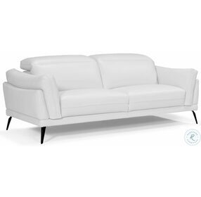 Casino White Leather Loveseat with Adjustable Headrest