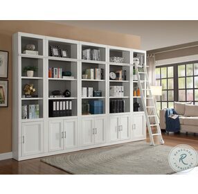 Catalina Cottage White 6 Piece Small Library Wall with Ladder
