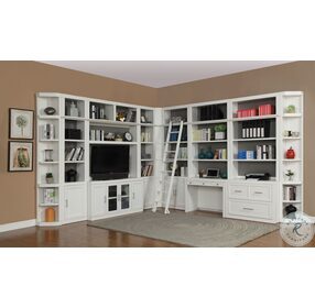 Catalina Cottage White 12 Piece Library Wall with Worksation