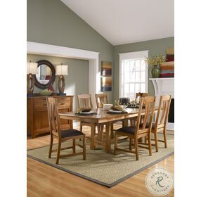 Cattail Bungalow 96" Warm Amber Extendable Trestle Dining Table