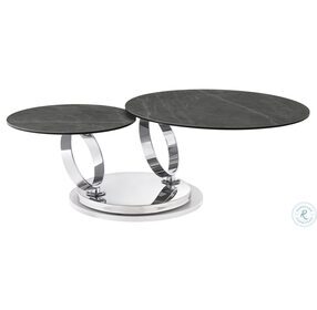 Satellite Gray And Silver Extendable Swivel Coffee Table