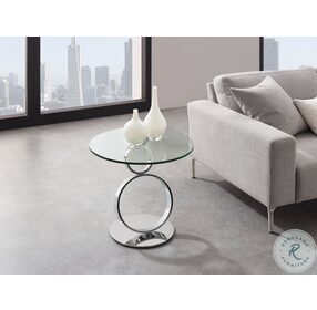 Satellite Silver And Clear End Table
