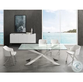 Vortex Clear And Polished Stainless Steel Dining Table