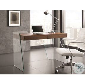 Archie Walnut And Clear Glass Office Desk