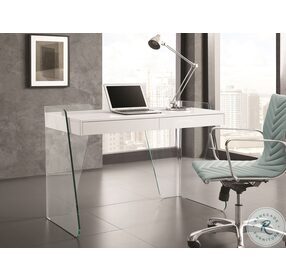 Archie White And Clear Glass Office Desk