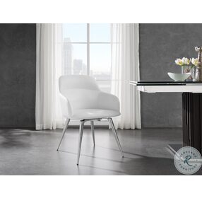 Pirouette White And High Polished Stainless Steel Arm Chair