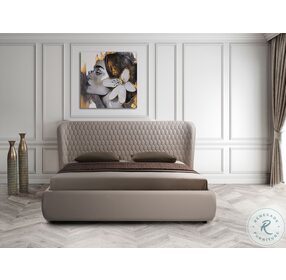 Agoura Taupe Queen Upholstered Platform Bed
