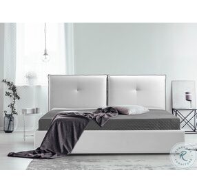 Aria White Queen Upholstered Platform Bed