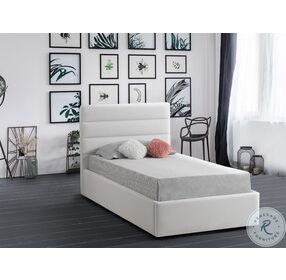 Luigi White Twin Upholstered Panel Bed