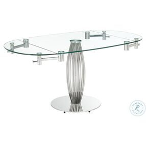 Tasso Clear And Silver Extendable Dining Room Set