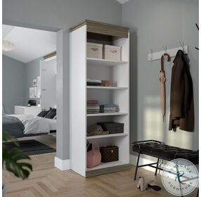 Orion White And Walnut Grey 30" Shelving Unit