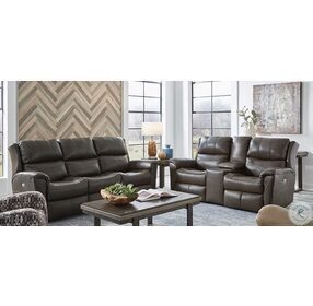 Shimmer Fossil Leather Zero Gravity Reclining Sofa with Power Headrest