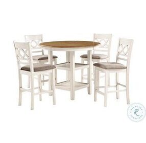 Cori Bisque And Brown 5 Piece Counter Height Dining Set