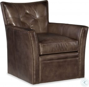 Conner Dark Brown Leather Swivel Club Chair