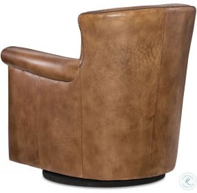 Jacob Brown Leather Swivel Club Chair