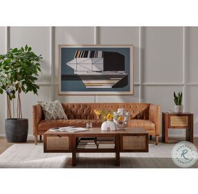 Williams Camel Leather 90" Living Room Set